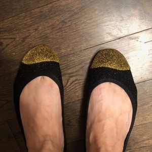 Fancy black and gold slippers with case
